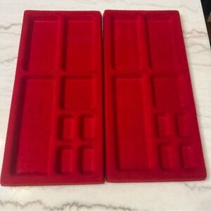 Set Of 2 IKEA Komplement Red Felt Jewelry Trays 10” X 21” Each